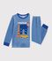 Fluwelen kinderpyjama met Parijs-print blauw
