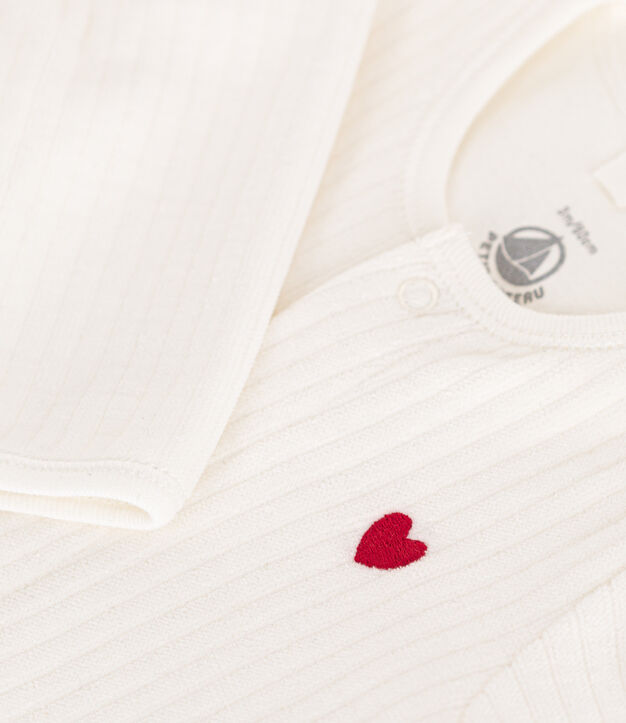 Dors-bien mixte en velours avec body int&eacute;gr&eacute; uni blanc