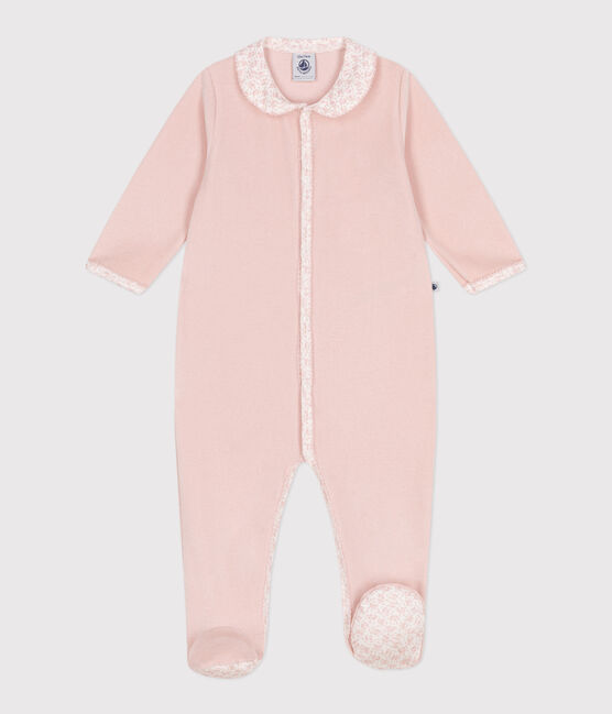 Fluwelen babypyjama met kraag roze SALINE