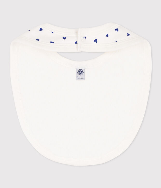 Bavoir unitaire en coton blanc/bleu