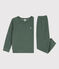 Pyjama voor meisjes/jongens in geruwde badstof groen VALLEE
