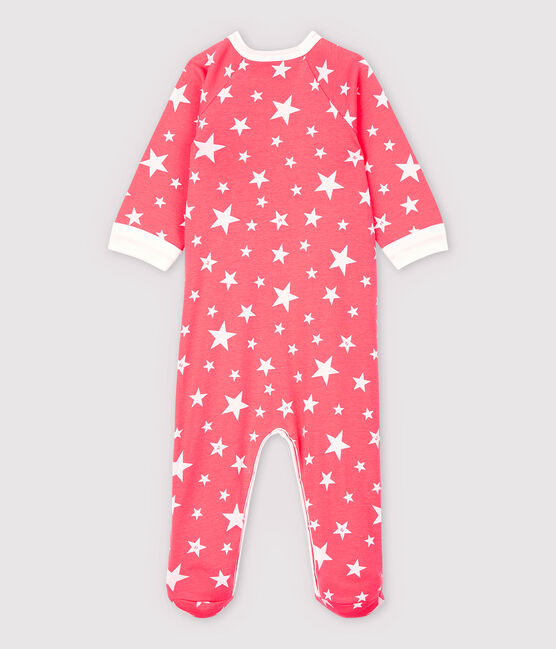 Katoenen babypyjama met rits en sterretjes roze PEACHY/wit MARSHMALLOW