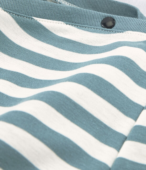 Dames_t-shirt met lange mouwen blauw FONTAINE/wit MARSHMALLOW