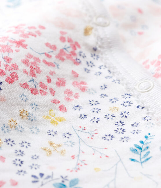 Dors bien sans pieds bébé fille en tubique blanc MARSHMALLOW/ MULTICO CN