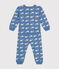 Pyjama sans pied imprimé baleine en coton bébé bleu BEACH/ MARSHMALLOW