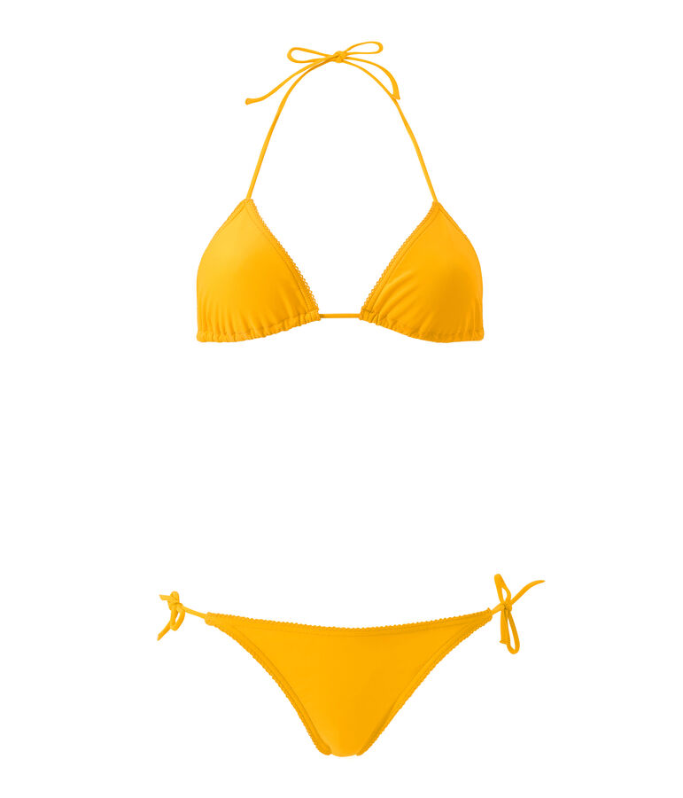 Maillot de bain femme 2 pi&egrave;ces uni jaune