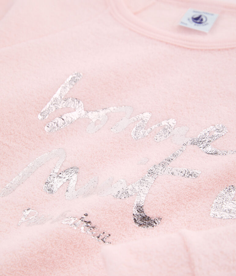 Pyjama petite fille en bouclette &eacute;ponge gratt&eacute;e extra chaude rose