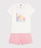 Pyjama short enfant en coton &agrave; motif oc&eacute;an blanc/rose