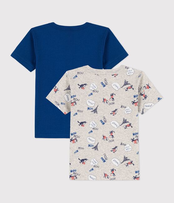 Set van 2 jongens t-shirts met korte mouwen en Parijs print van biologisch katoen variante 1