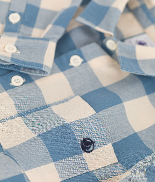 Flanellen hemdje voor jongens blauw/ecru