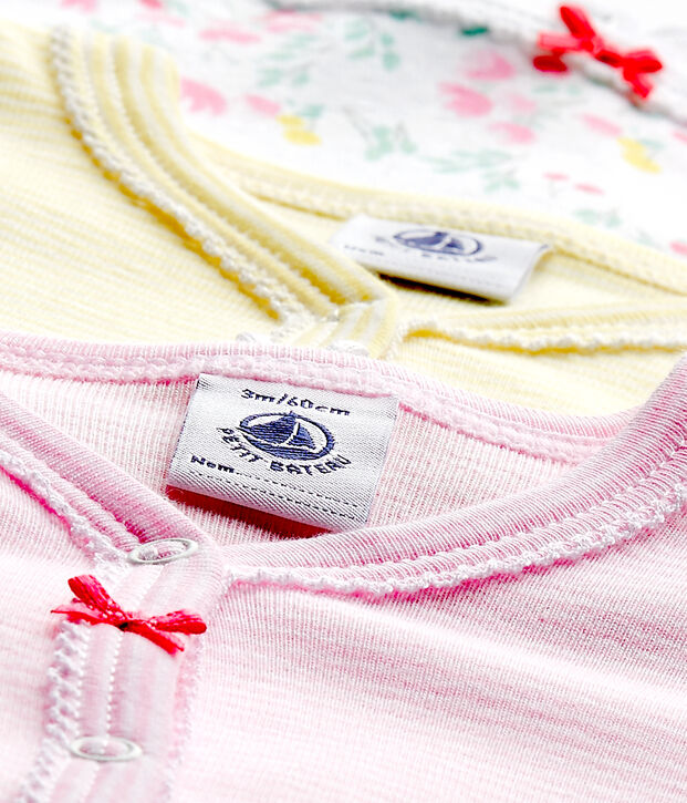 Set van drie pyjama's voor babymeisjes wit