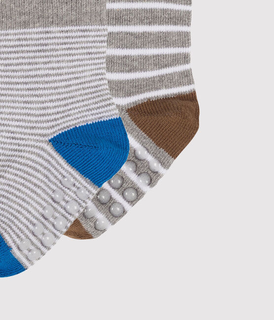 Lot de 2 paires de chaussettes bébé garçon blanc MARSHMALLOW/gris SUBWAY