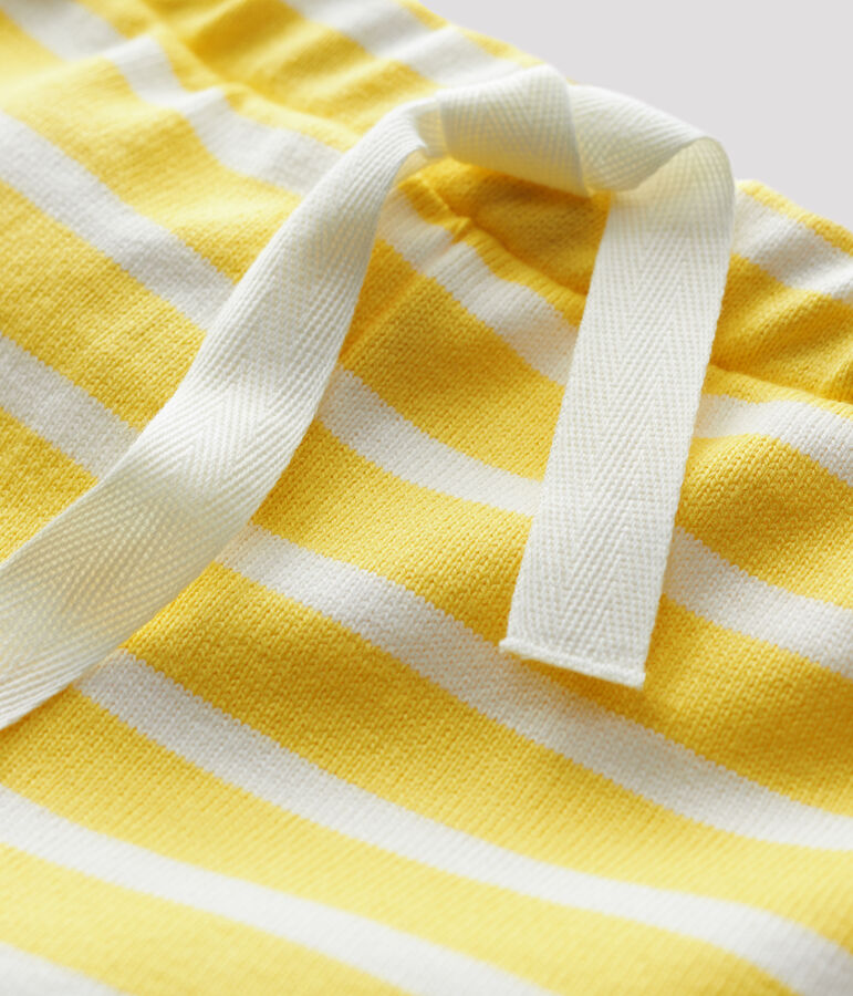 Short en jersey &eacute;pais b&eacute;b&eacute; jaune/blanc