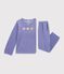 Pyjama enfant en velours &agrave; motif c&oelig;urs violet