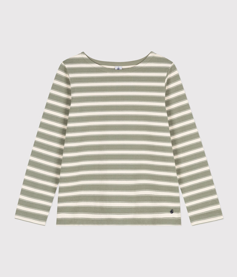 Marini&egrave;re en coton Femme vert/&eacute;cru