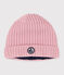 Gebreide babymuts met fleecevoering roze CHARME
