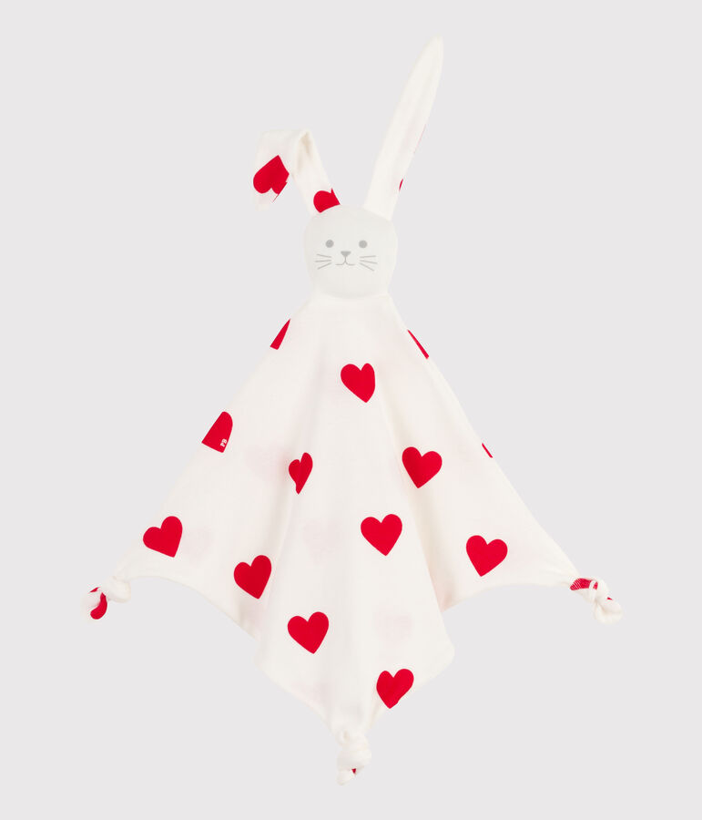 DOUDOU COEUR EN COTON blanc/rouge