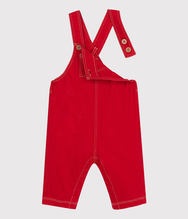 Lange tuinbroek van denim voor baby's rood