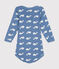 Katoenen body met lange mouwen en kraagje voor baby's blauw BEACH/ MARSHMALLOW