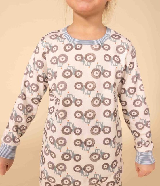 Katoenen trekkerpyjama voor jongens/meisjes wit MARSHMALLOW/wit MULTICO