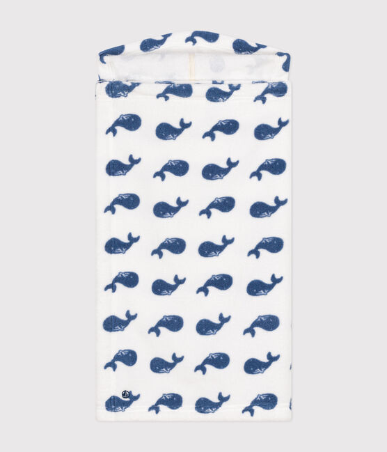 Badcape met walvisprint van badstof voor baby's MARSHMALLOW/ BEACH