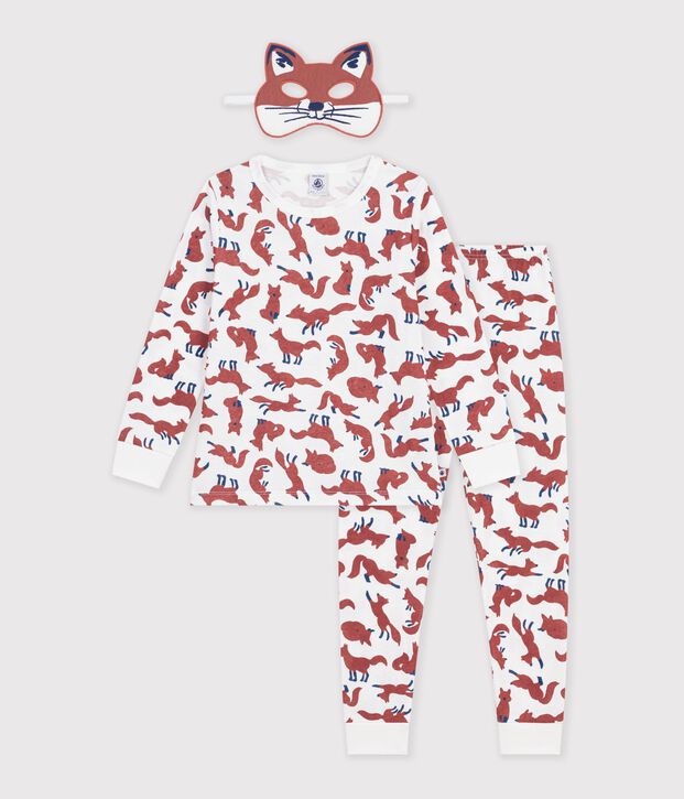 Pyjama d&eacute;guisement renard enfant en coton blanc/multicouleur