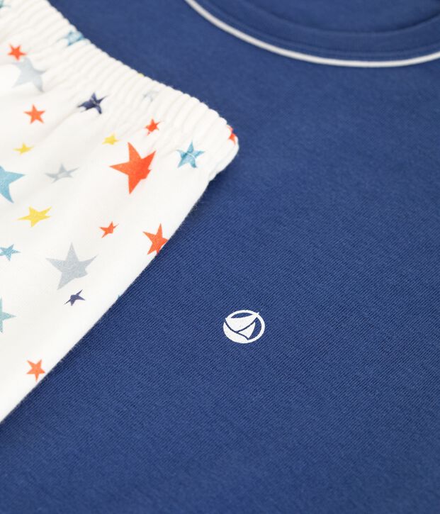 Katoenen korte kinderpyjama met sterrenprint blauw/multicouleur