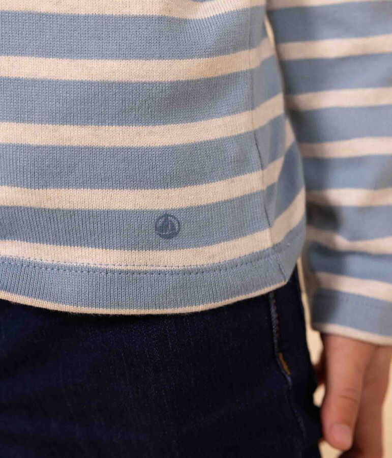 Iconisch marinetruitje in katoen voor meisjes/jongens blauw/beige