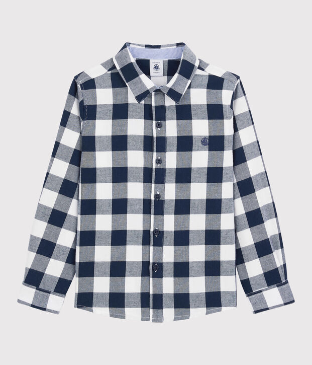 Geruit jongensshirt blauw/wit