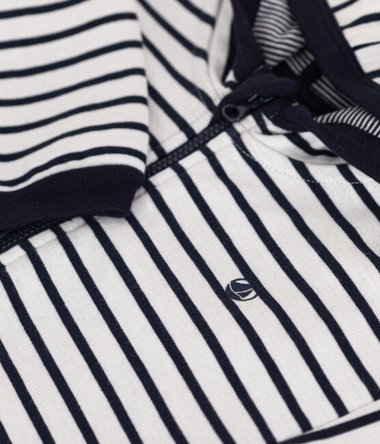Sweater met kap voor baby's wit MARSHMALLOW/blauw SMOKING