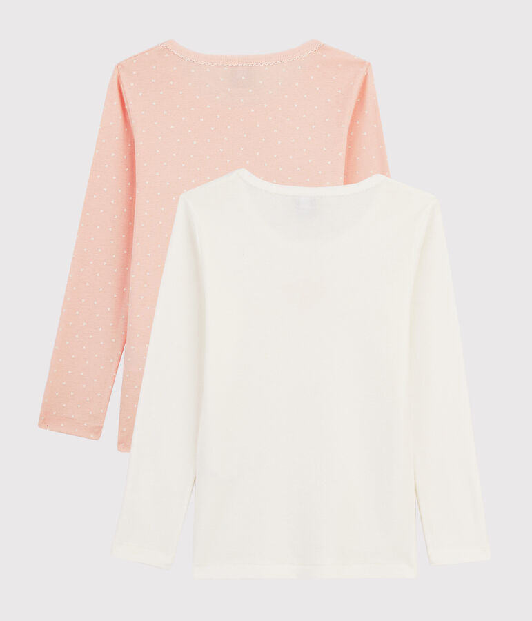 Lot de 2 tee-shirts manches longues coeurs petite fille variante 1