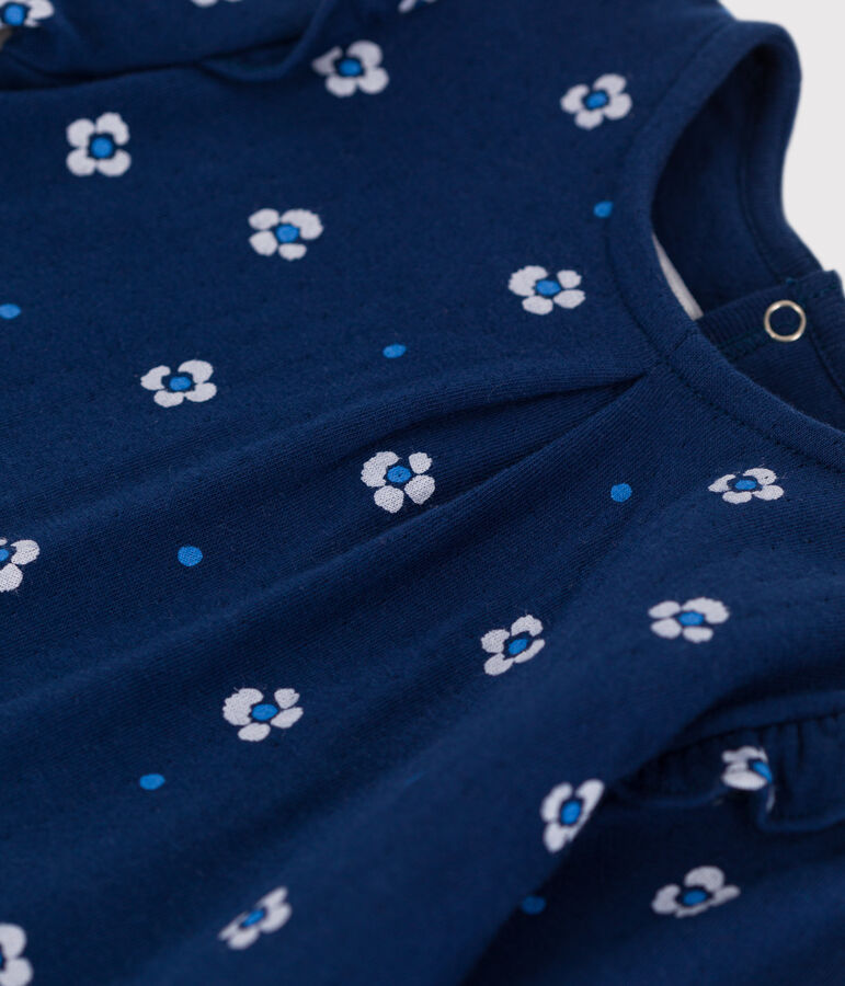 Blouse b&eacute;b&eacute; manches longues en coton, imprime&eacute; fleurie bleu/multicouleur