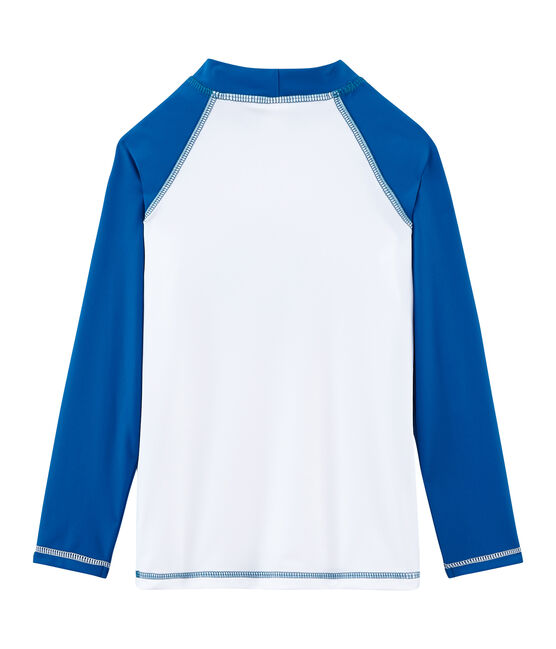 Tee shirt protection solaire fille et garçon blanc MARSHMALLOW/bleu RIYADH