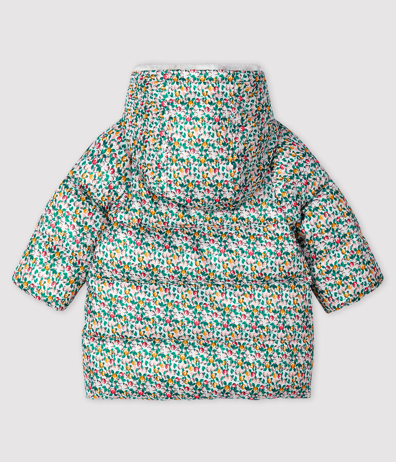 Gecapitonneerde donsjas baby meisje wit MARSHMALLOW/wit MULTICO