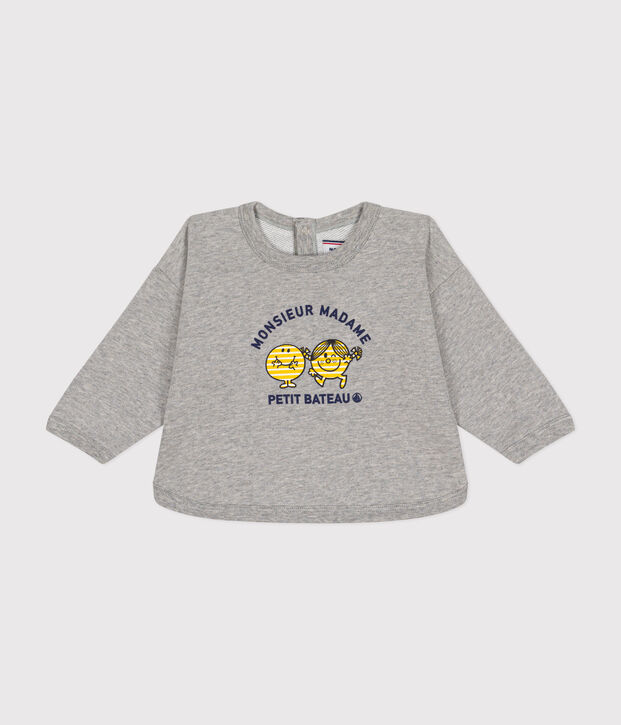 Fleece sweatshirt met Monsieur Madame-print voor baby's grijs