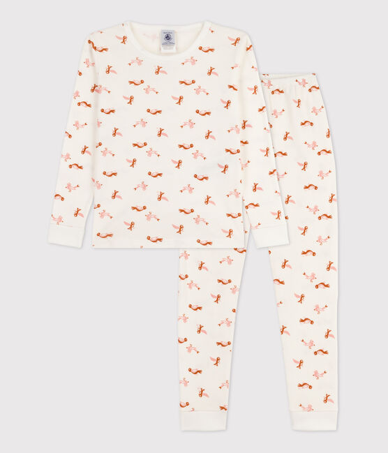 Katoenen snugfit-pyjama met vogelprint wit MARSHMALLOW/wit MULTICO