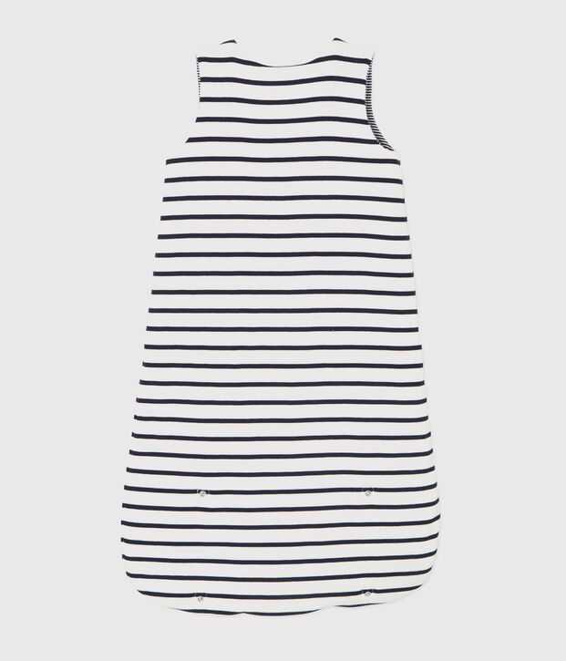 Omkeerbare trappelzak met strepen van ribstof voor baby wit/blauw