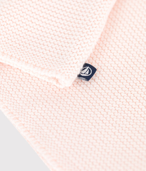 Cardigan bébé tricot point mousse en coton rose FLEUR