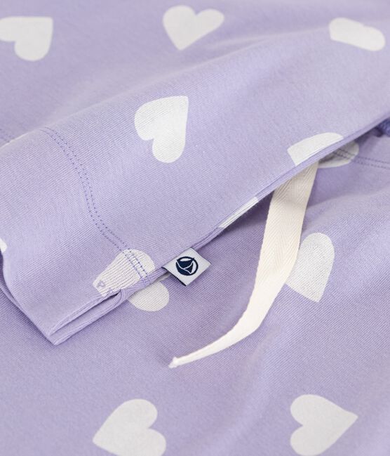 Pyjama femme en coton manches courtes jambes larges imprimé cœurs blanc SQUAW/ MARSHMALLOW