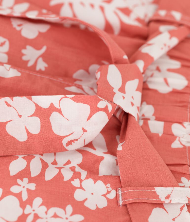 Short en popeline enfant fille rose/blanc