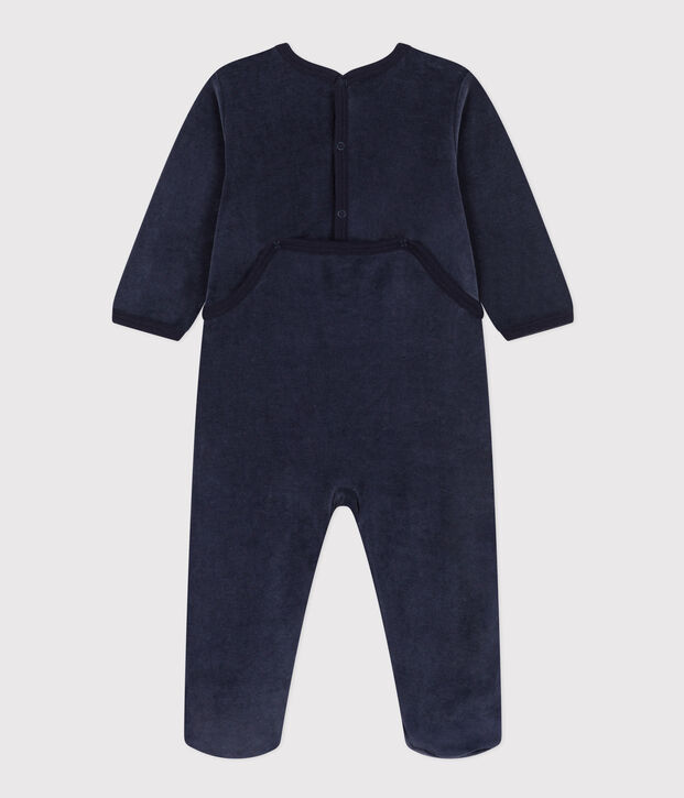 Pyjama b&eacute;b&eacute; chiens en velours bleu marine