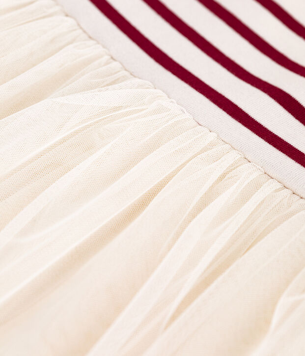 Kinderjurk met lange mouwen in katoen en keperstof rood/rood