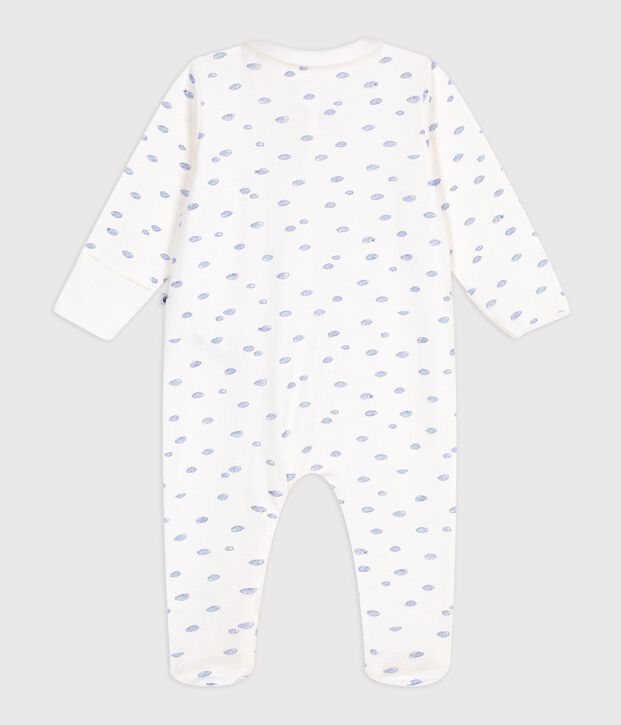 Katoenen babypyjama met wolkjesprint wit/multicouleur