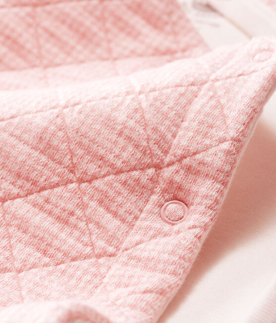 Combinaison longue bébé en tubique matelassé rose CHARME/blanc MARSHMALLOW CN
