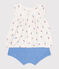 Ensemble naissance deux pièces en coton avec blouse volanté blanc MARSHMALLOW/blanc MULTICO