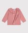 Effen babyvestje in tricot van wol en katoen met kraagje roze