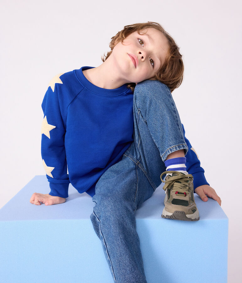 Sweatshirt enfant en coton uni bleu