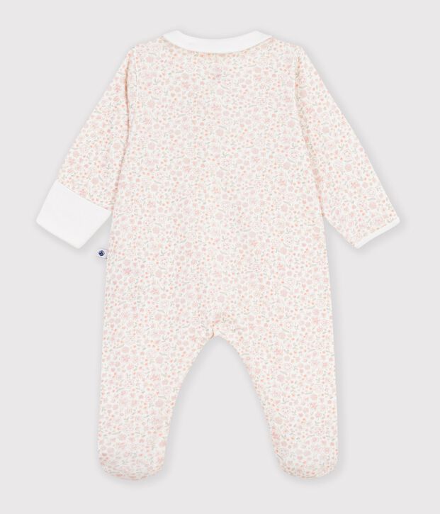 Pyjama b&eacute;b&eacute; en coton imprim&eacute; &agrave; fleurs blanc/multicouleur