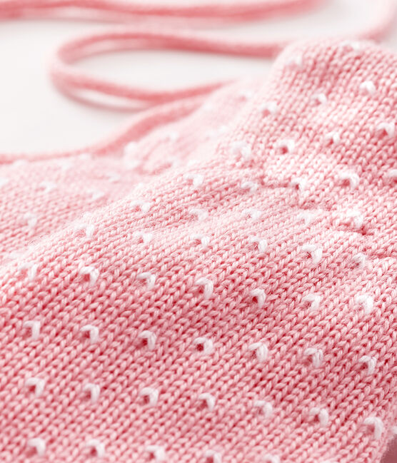 Babywanten met fleece voering roze CHARME/wit MARSHMALLOW