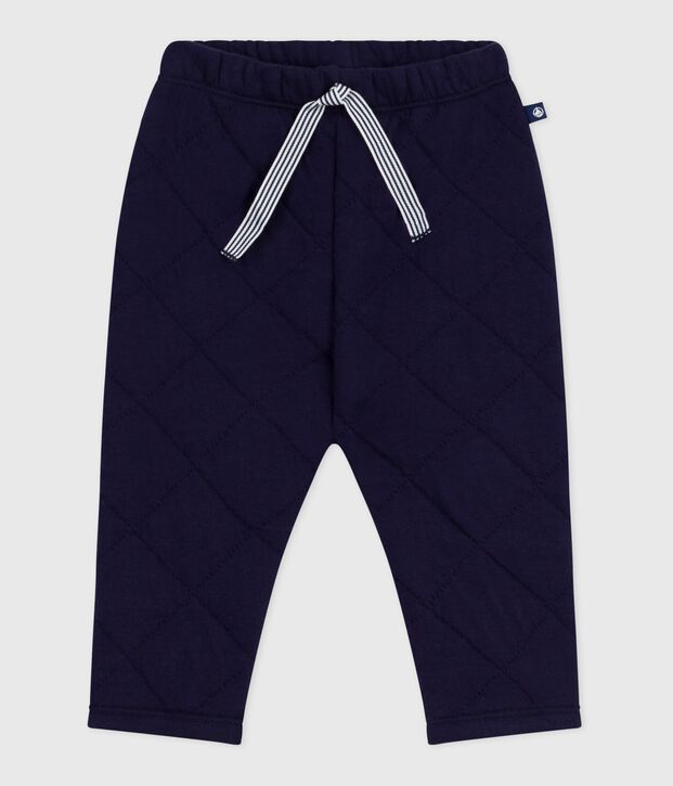 Pantalon b&eacute;b&eacute; en coton &eacute;pais uni bleu marine
